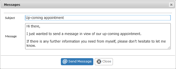 The two-way messaging system allows both parties to plan and communicate in the build up to the appointment using the EventReference diary system